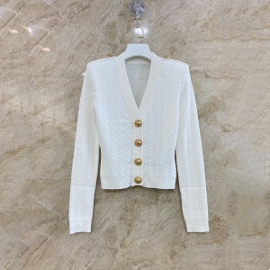 balmain v-neck cable-knit cardigan